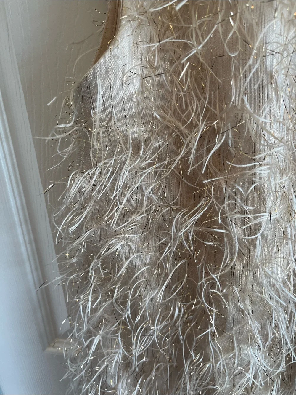 Zara Girls Feathered Cream Formal Dress